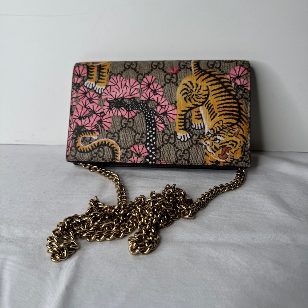 Gucci Bengal Tiger Wallet On Chain (Pink And Yellow)